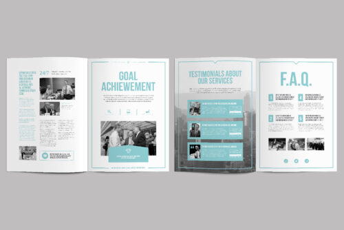 cyan colors brochure, indesign brochure, business brochure template