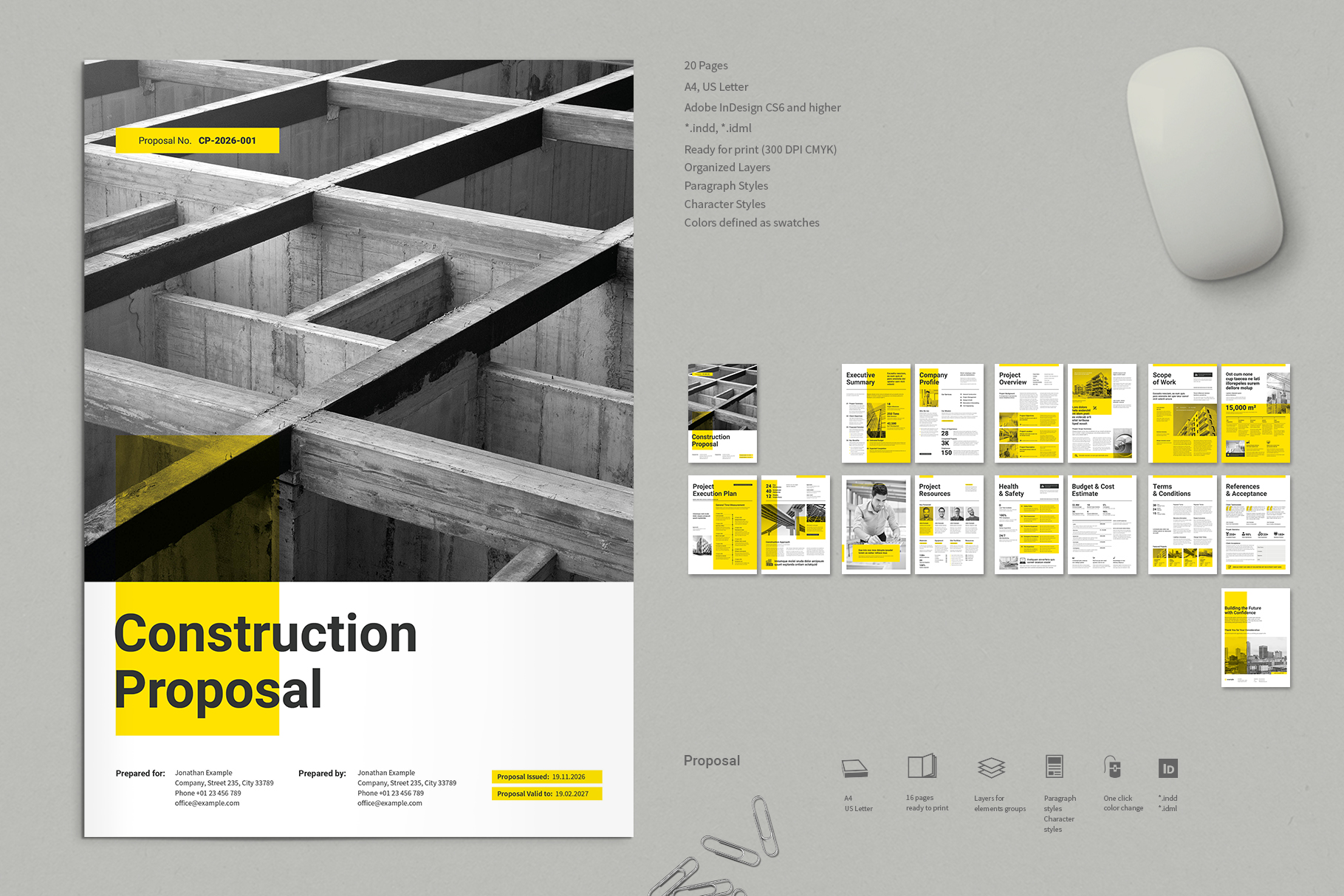 Construction Proposal InDesign Template — A4 & US Letter